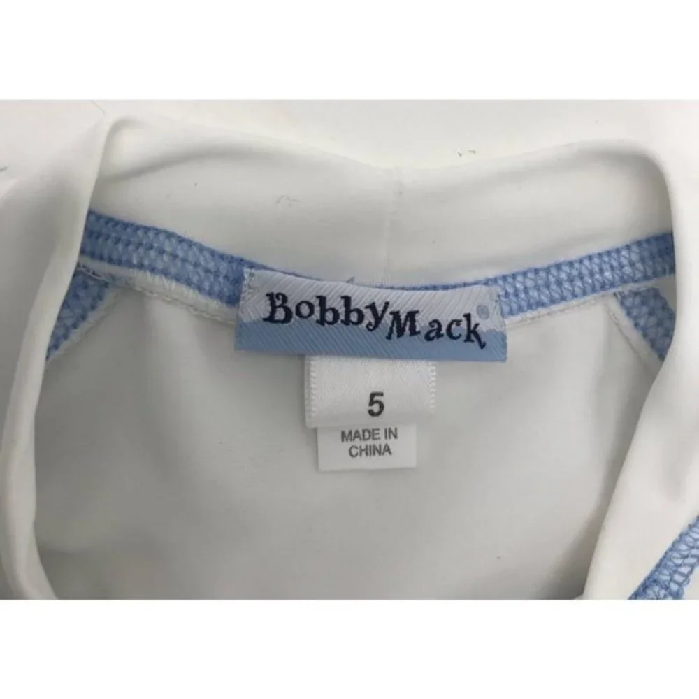 Bobby Mack Boys White, Blue, Green Short-Sleeve Rashguard Marlin Fish Print